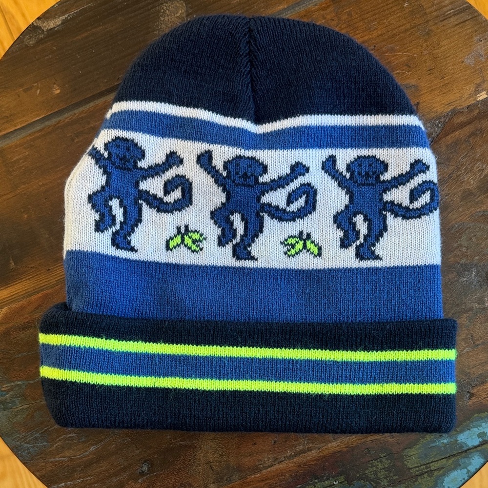 Roller Rabbit Navy Blue Monkey Knit Beanie